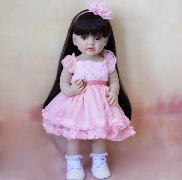 R&B New 22Inch Reborn Doll Girl Realistic Newborn Baby Vinyl Silicone Realistic Full Body Completo Girl Reborn Baby Dolls - Image 4