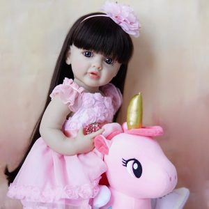 R&B New 22Inch Reborn Doll Girl Realistic Newborn Baby Vinyl Silicone Realistic Full Body Completo Girl Reborn Baby Dolls