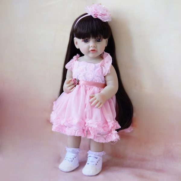 R&B New 22Inch Reborn Doll Girl Realistic Newborn Baby Vinyl Silicone Realistic Full Body Completo Girl Reborn Baby Dolls - Image 2